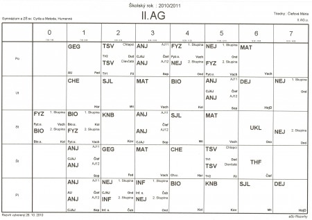 Rozvrh hodín 2.AG